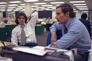 Carl Bernstein e Bob Woodward in redazione al Washington Post nel 1974