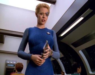La statuaria Jery Ryan interpreta Sette di Nove in Star Trek Voyager