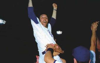 Europeo 1991: il manager azzurro Silvano Ambrosioni in trionfo